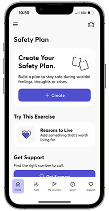 Safety Plan app home screen