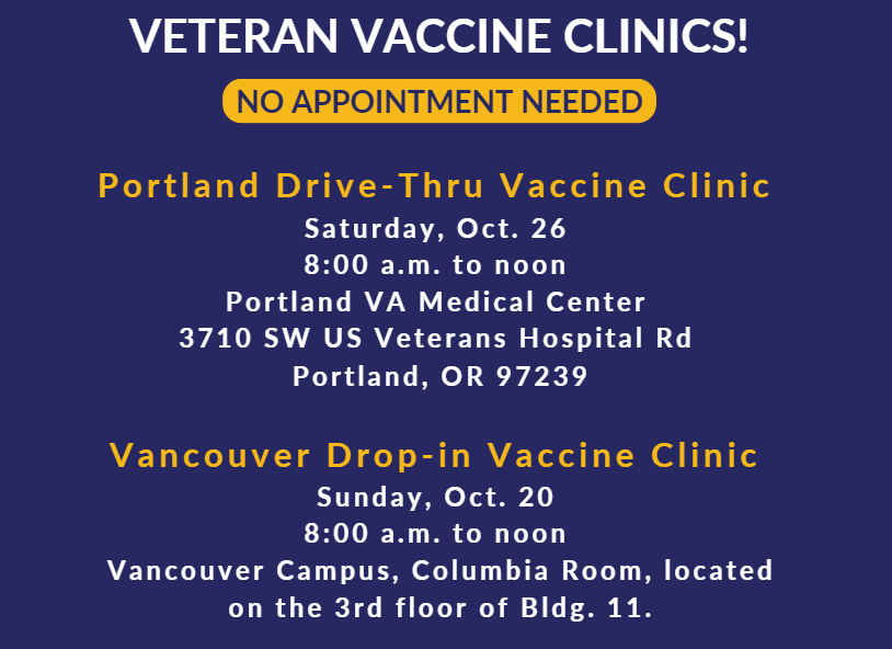 October 26 Vaccine Clinic Locations and Times