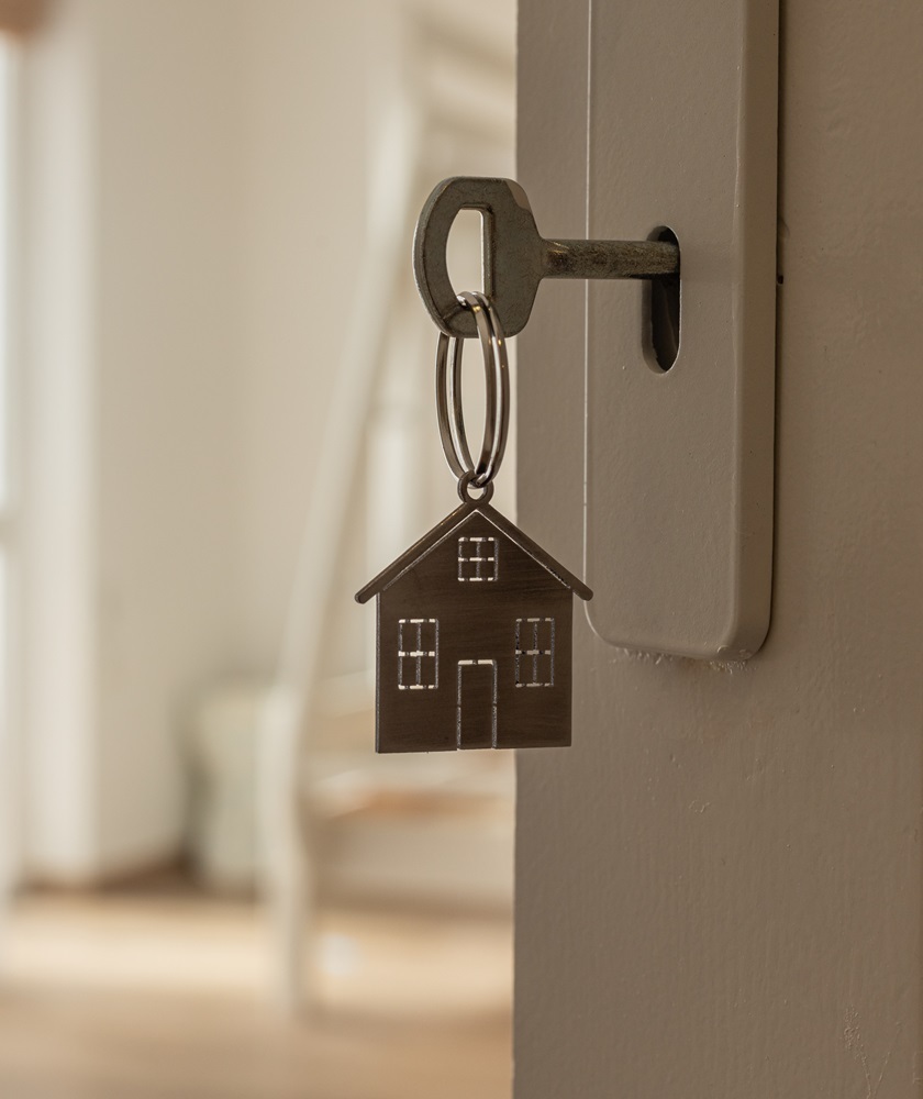 home key in a door keyhole