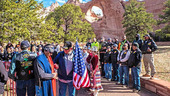 Veterans at an event in the mountains.