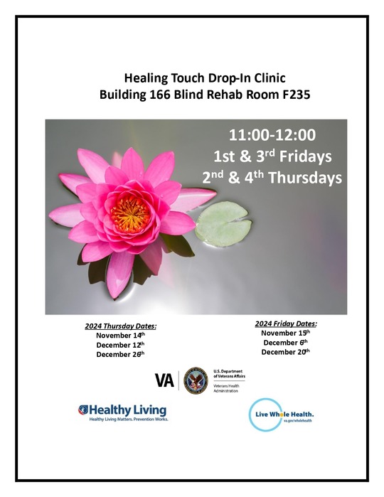 Healing Touch with flower and information