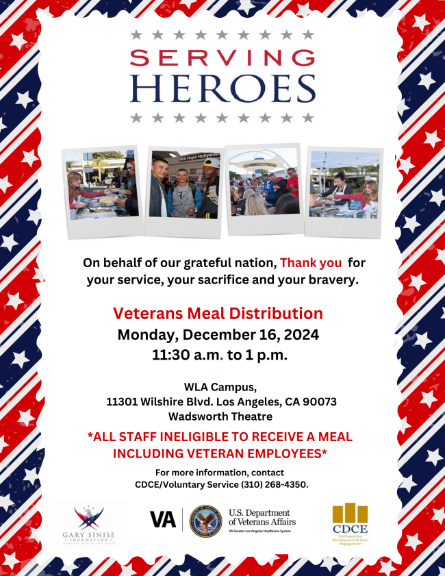 Serving Heroes Flyer with red, white, and blue border