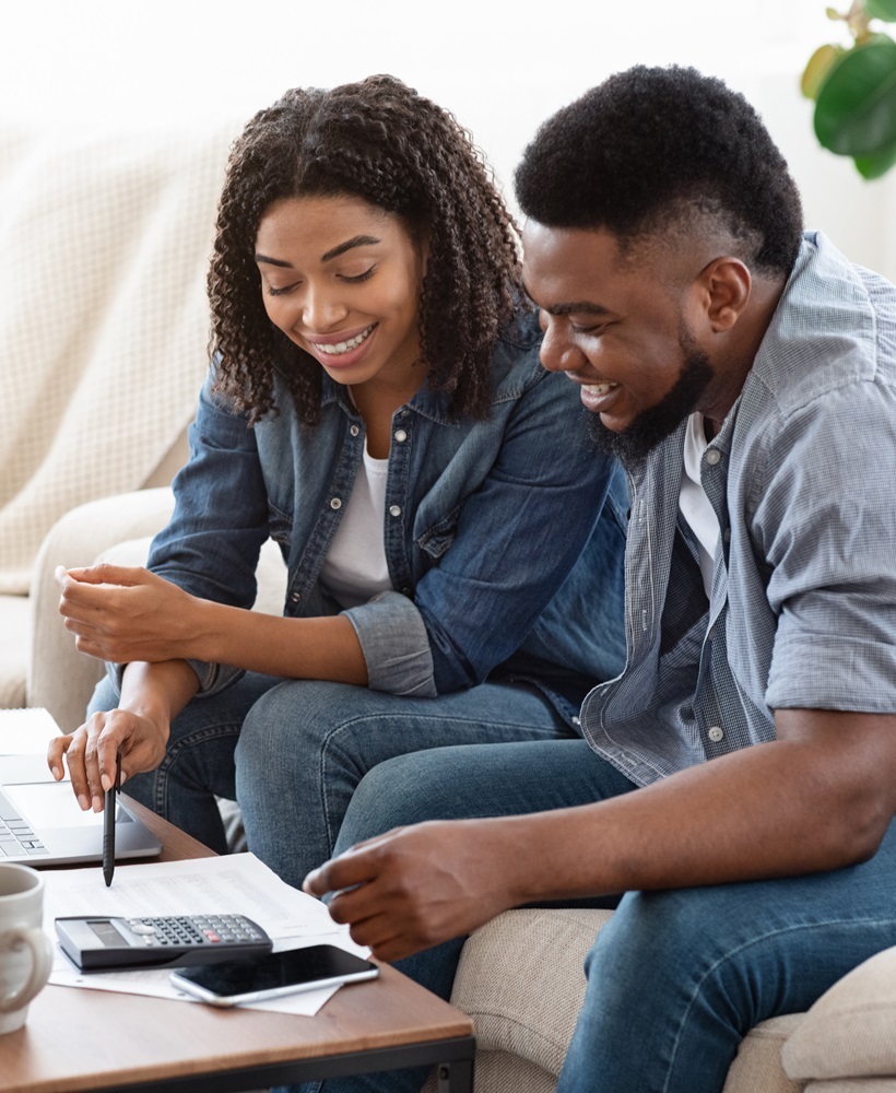 A couple working on their finances together