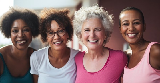 Group of smiling older women.