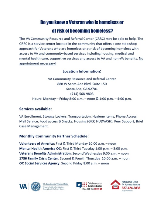 Community Resource and Referral Center flyer with resources