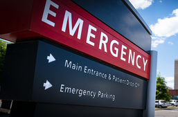 Emergency room entrance sign image.