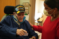 veteran receiving a card 