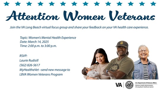 Women Veterans Focus Group with 3 women of different ethnicities and information about the focus group