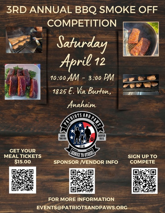 Patriot and Paws 3rd Annual BBQ Smoke Off Competition