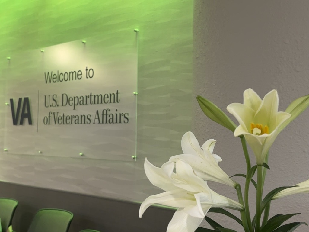 lily flower and VA sign 