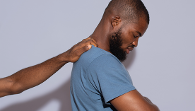 Person offering support for someone feeling sad.