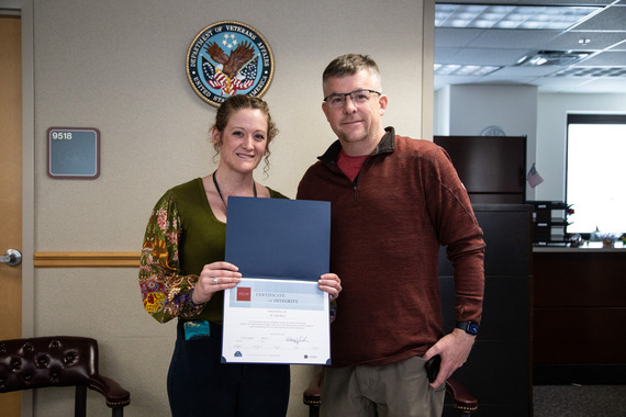 Dr. Lydia Meece poses next to Peter Soby, the man she helped to save with CPR. 