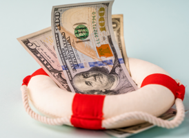 Money inside a lifebuoy.