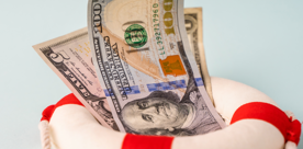 Money inside a lifebuoy.