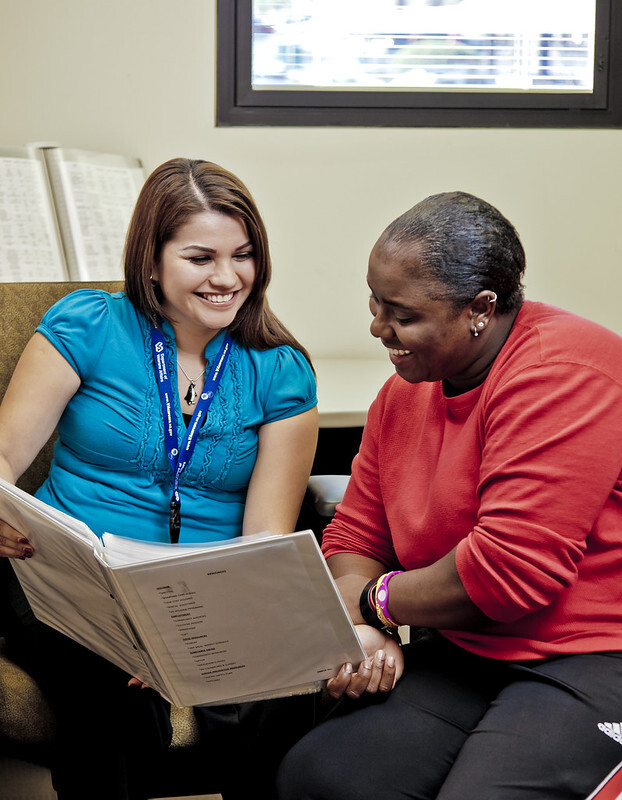 A VA social worker interacting with a patient