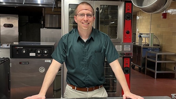David Reeves stands in the industrial kitchen at Grand Island VA Medical Center