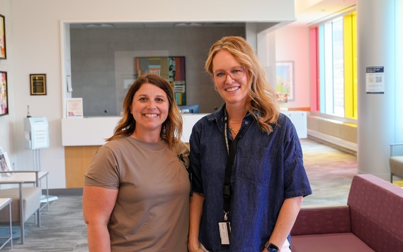 Aubriana Crain and Amber Josoff in the Omaha VA Medical Center Women's Clinic. 