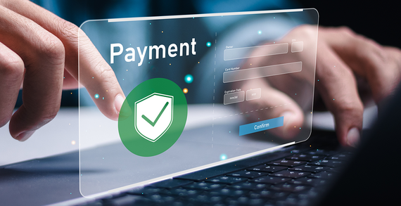 Online payment with a laptop.