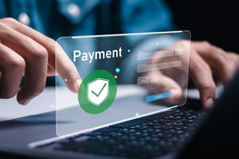 Online payment with a laptop.