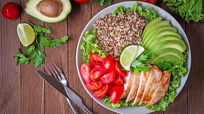 Colorful plate of healthy food.