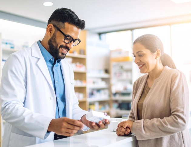 Pharmacist with customer