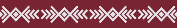 Dark red banner with Native American design