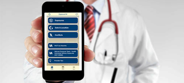 Doctor showing quick apps on a smart phone.