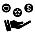 Icon of hand and resources