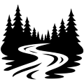 Stream flowing through trees