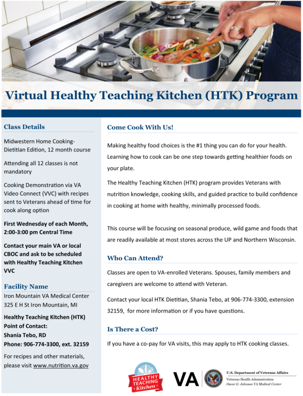 Sign up for the VA Virtual Healthy Teaching Kitchen Program