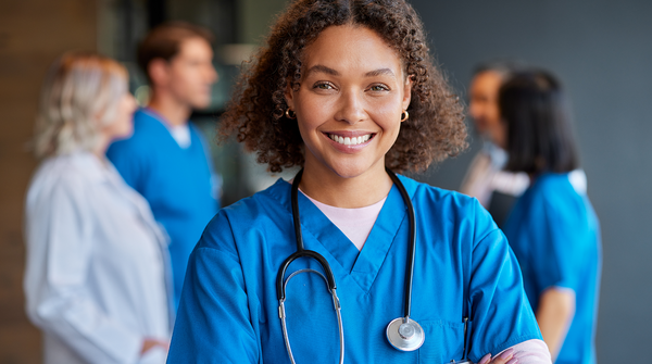 Smiling african woman nurse.