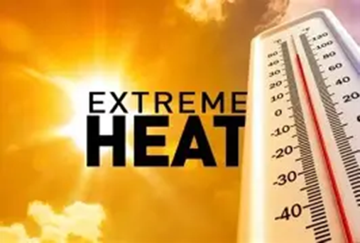 Thermometer with high temp and bright sun Extreme Heat