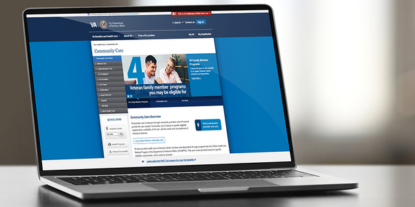 Laptop with VA Community Care Provider website on the screen.