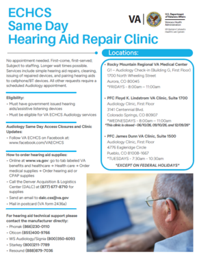 Same Day Hearing Air Repair Clinic flyer