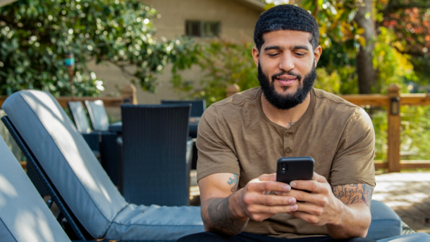 A Veteran sends a secure message to his health care team from his mobile device