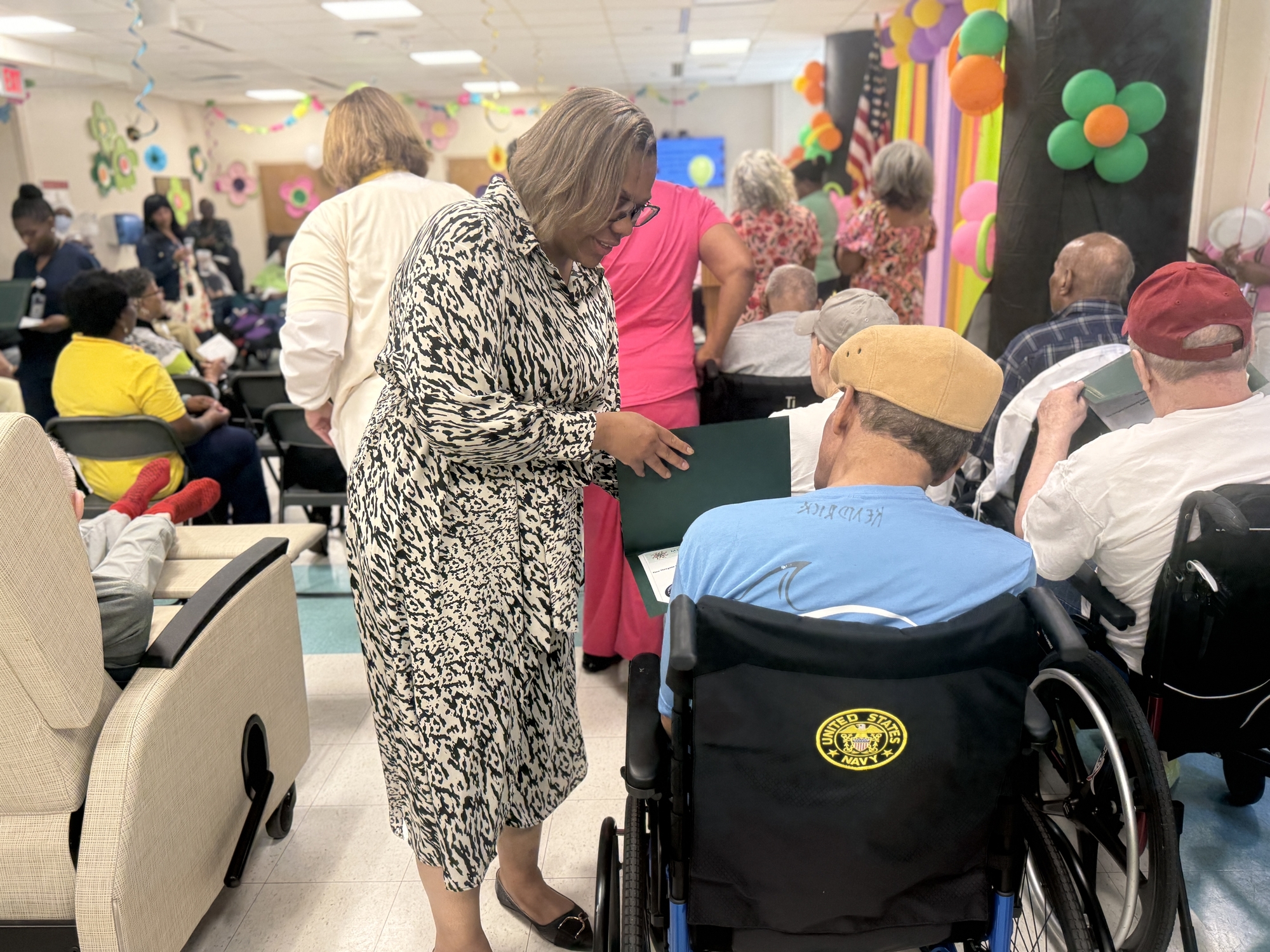 Resident Veterans and staff participate in National Skilled Nursing Care Week activities at the New Horizon Community Living Center.