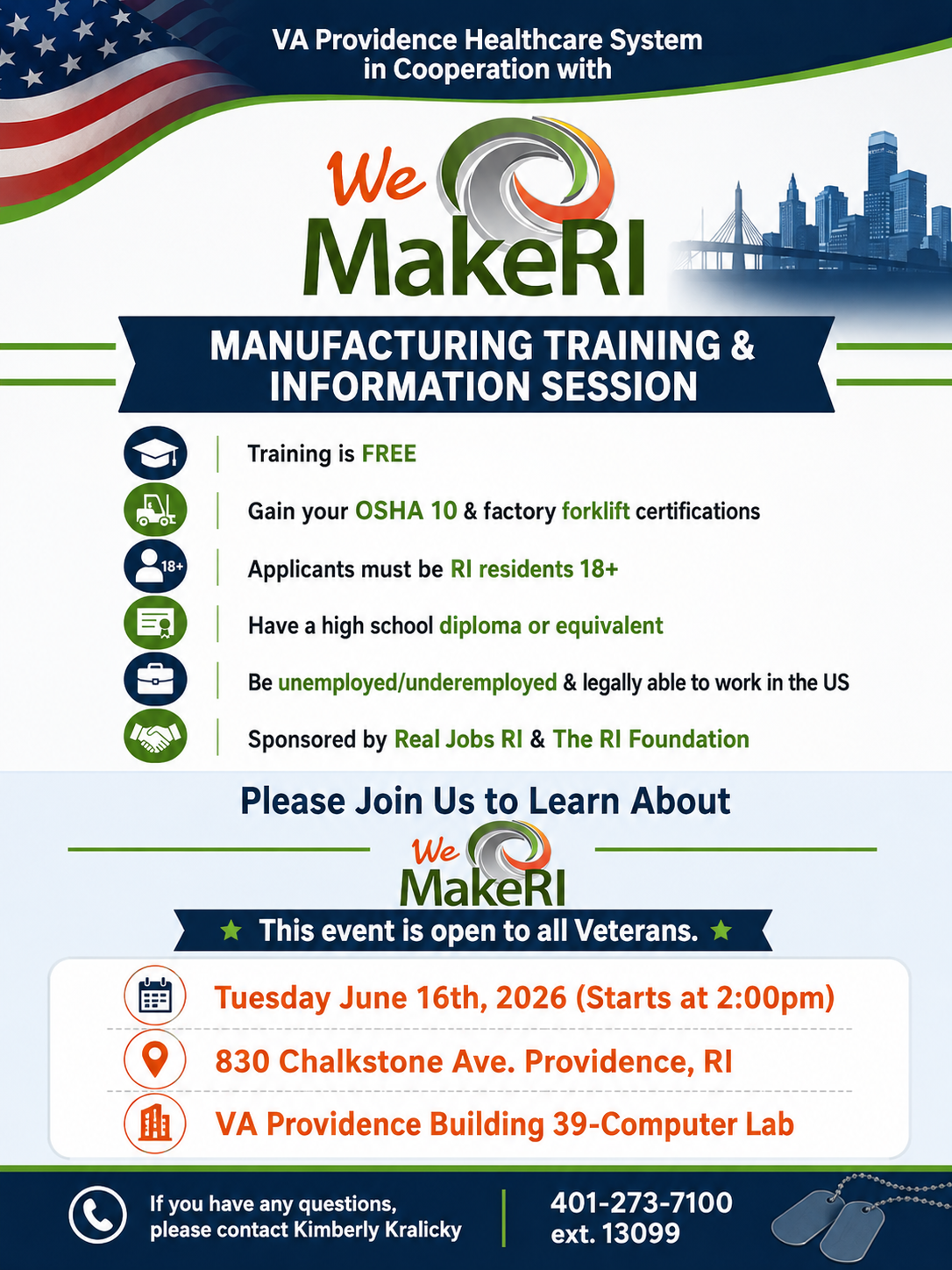 Join VA Providence's Employment Resource Center and learn about training opportunities available through We Make RI.