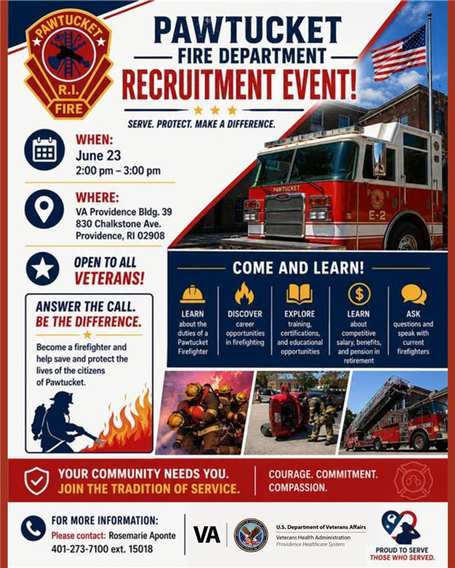 Learn about job opportunities available through the Pawtucket Fire Department at VA Providence.