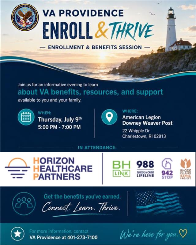 Join VA Providence at the Downey Weaver American Legion Post in Charlestown, RI and Unlock your VA Benefits.