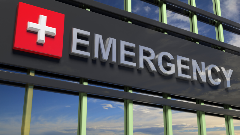 Front of emergency room building