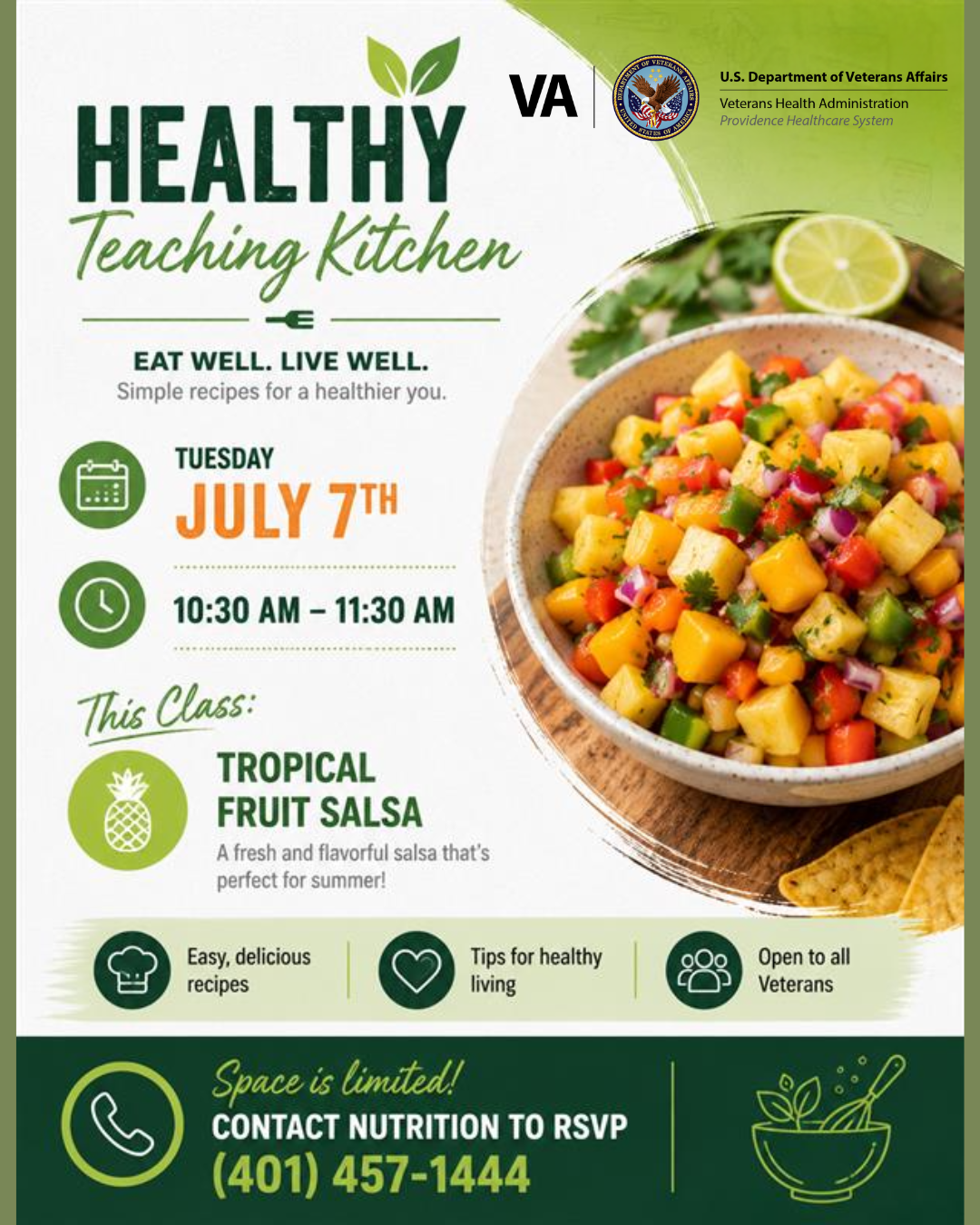 Join VA Providence's Healthy Teaching Kitchen and learn a new simple recipe for a healthier you!