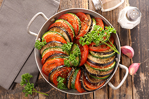 A delicious Ratatouille ready to eat.