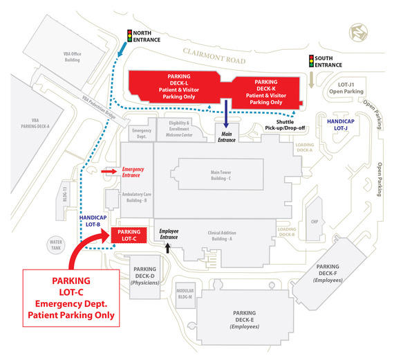 Atlanta VAHCS Patient and Visitor Parking Map