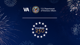 Freedom 250 logo and the Seal of the U.S. Department of Veterans Affairs - VA.