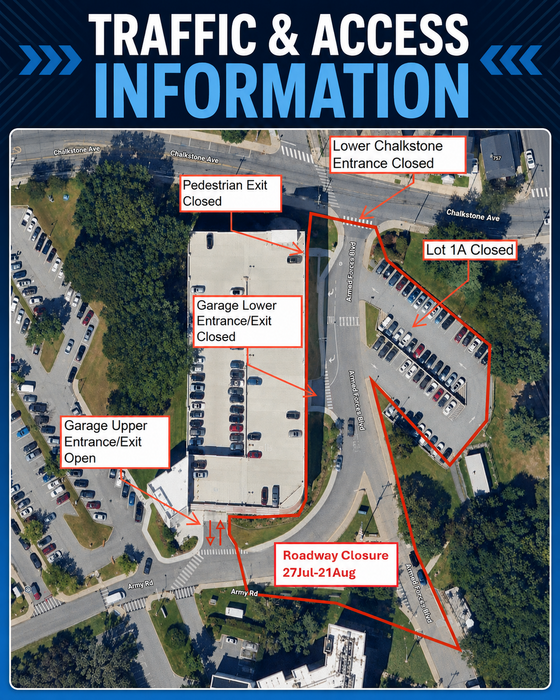 Traffic Advisory: a section of roadway on the VA Providence campus will be temporarily closed due to construction.