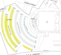 Diagram showing designated parking areas in Lot 3.