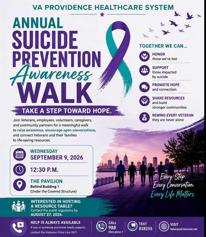 Join us as we take meaningful steps toward hope, healing, and connection because suicide prevention starts with all of us.