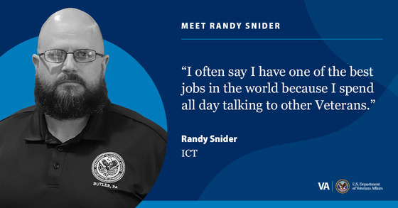 Illustrated quote that reads: I often say I have one of the best jobs in the world because I spend all day talking to other Veterans.