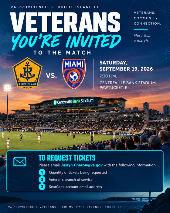Veterans, join VA Providence at Centreville Bank Stadium as we cheer on RIFC!