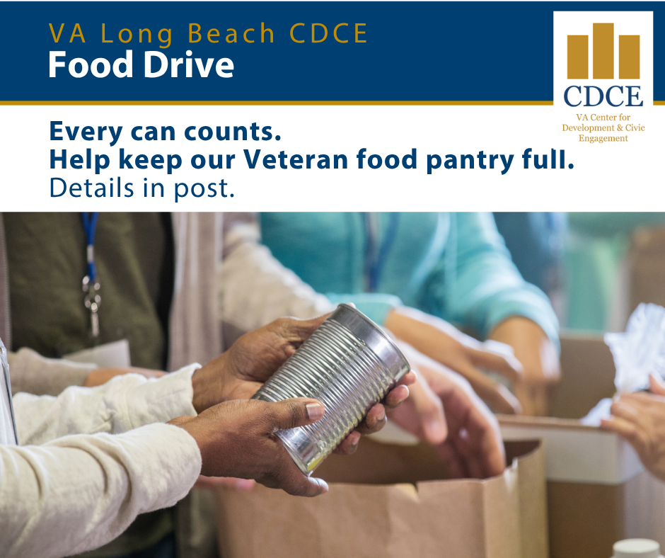 Food drive with woman holding can of food